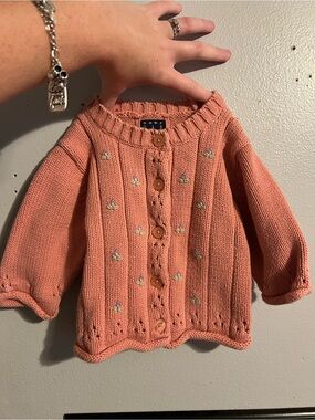 GAP Baby Coral Knit Button-Front Cardigan